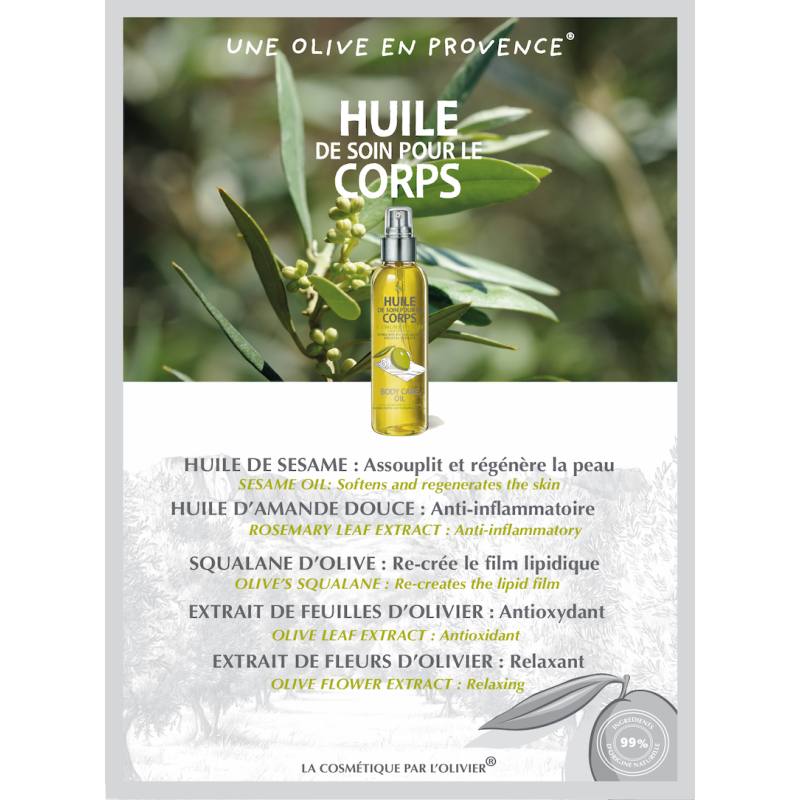 Une Olive en Provence - Huile de soin pour le corps à l'huile d'olive - 150 ml