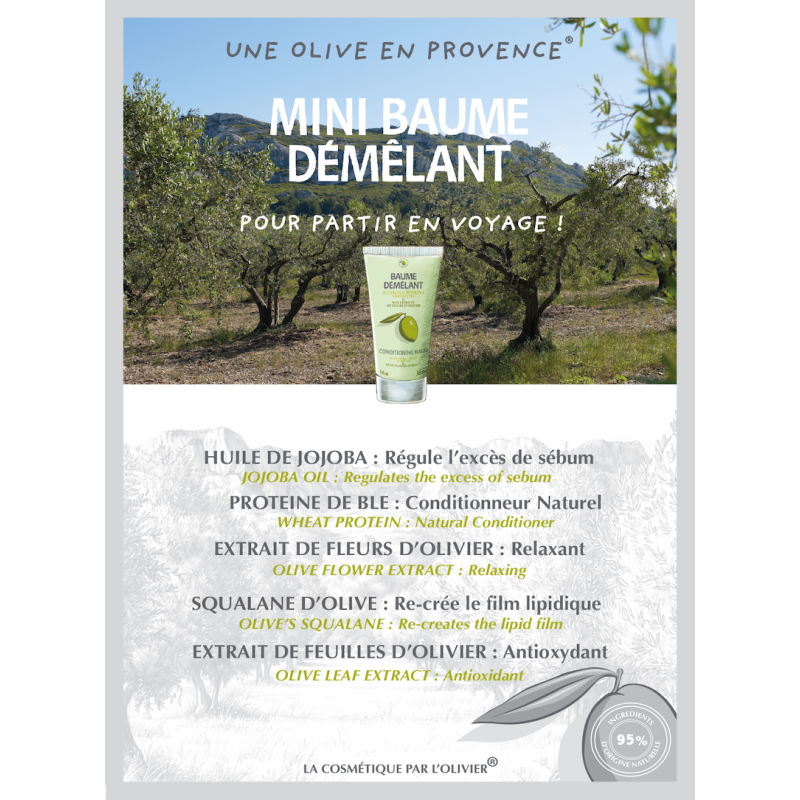 Une Olive en Provence - Mini baume démêlant à l'huile d'olive - 30 ml