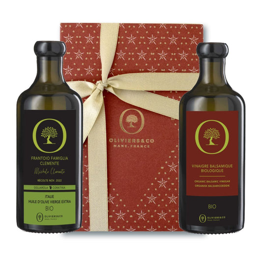 Coffret huile d'olive & vinaigre balsamique - Biologique - 500 ml