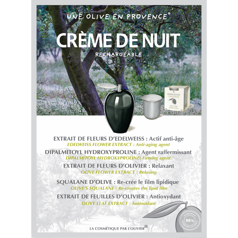 Une Olive en Provence - Crème de nuit anti-rides à l'huile d'olive - 50 ml